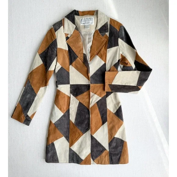 BB Dakota y2k vtg boho brown patchwork suede jacket size S - Picture 1 of 6